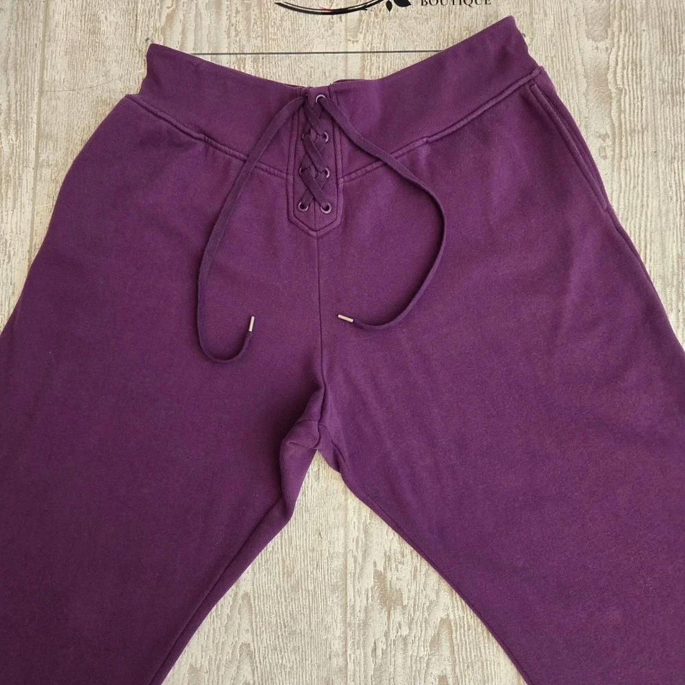 Victorias Secret Purple Lace Up Front Fleece Jogger Sweatpants XXL Athleisure